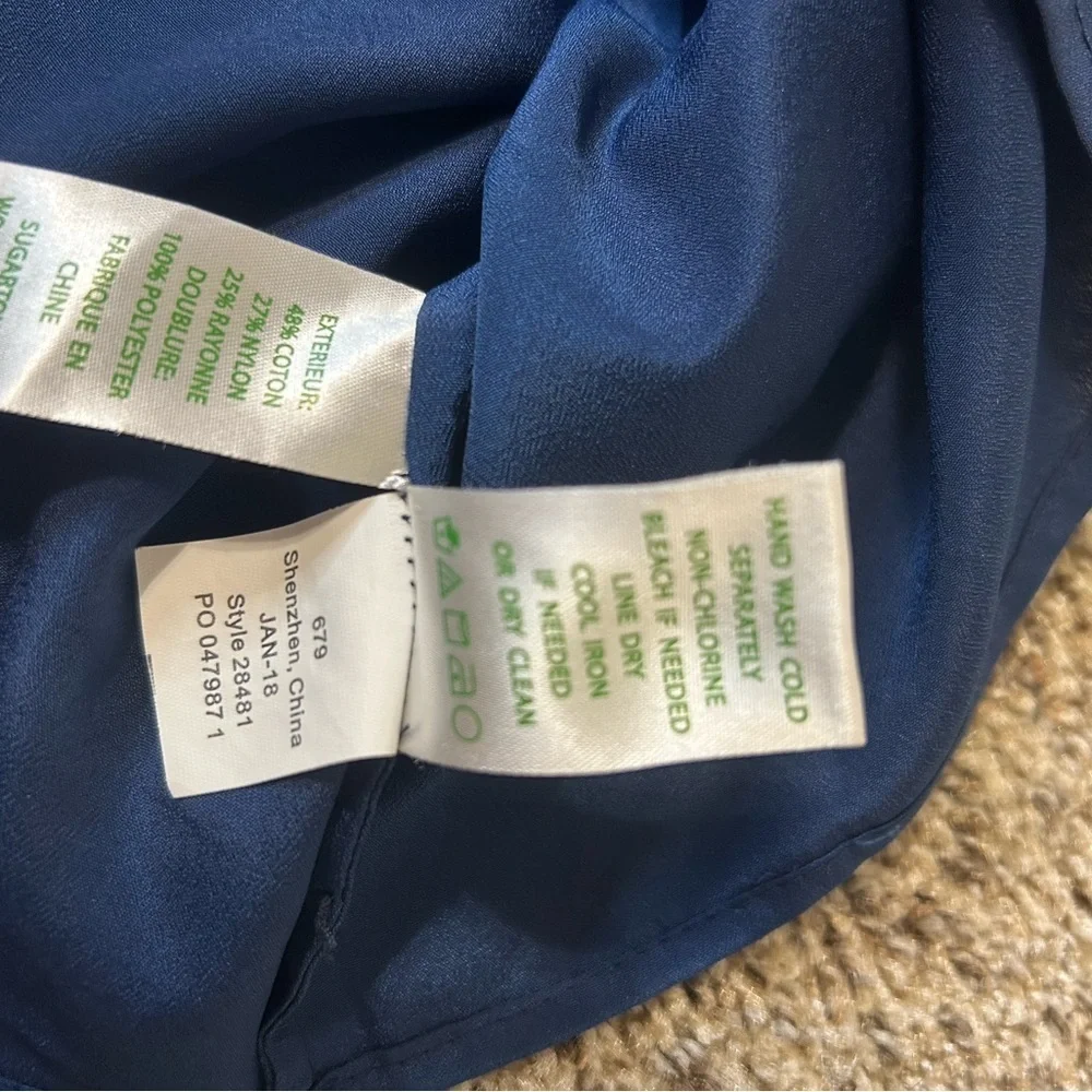 Lilly Pulitzer Blue Lace Shift Dress with Collared and Buttons on Front Size 2 - Picture 6 of 7